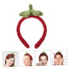 NOLITOY 3pcs Cute Strawberry Headbands Fuzzy Face Wash Hair Hoops