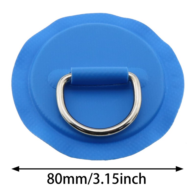 E-outstanding 4pcs Blue Boat D Rings Patch PVC Round Pad
