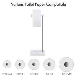 KES Natural Marble Toilet Paper Holder Stand Bathroom Tissue Roll Holder Freestanding SUS304 Stainless Steel Brushed Finish, BPH285S1-2