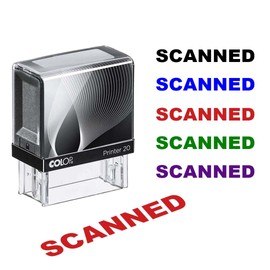 Scanned Self-Inking Stamp – 9/16" x 1-1/2" Impression | Office Stock Rubber Stamp | Available in Red, Blue, Black, Green, Purple Ink | Fast, Clean, Re-Inkable