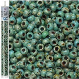 Picasso Seafoam Green 22 gramos Miyuki Round Rocailles 8/0 cuentas de semillas de aproximadamente 22 gramos tubo