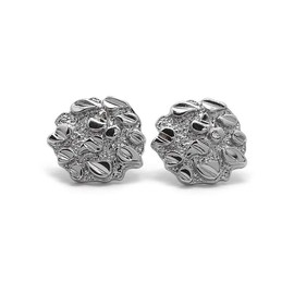 Textured Cookie Nugget Pierced Stud Earrings, Silver-Tone, 19mm