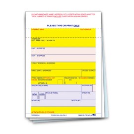 Unbranded VEHICLE DEAL LABLES PLAIN BLANK CAR LOT DEALERSHIP SUPPLIES FORM AA-168 P/A - 3