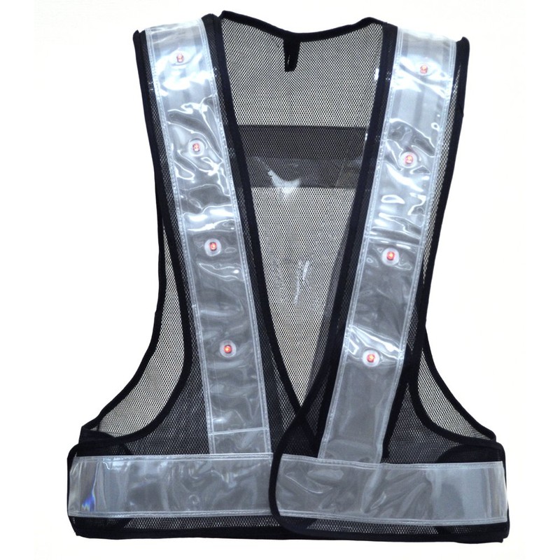 LED Safety Vest Reflective Material Width 6cm, Navy/White