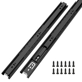 LONTAN 16 Inch Full Extension Ball Bearing Drawer Slides 1 Pair Side Mount Cabinet Rails Tool Box Trash Can Glides Black Heavy Duty Kitchen Drawer Runners 100LB Capacity