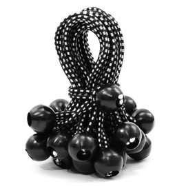 A ANTELOPE 25-Pack Ball Bungee Cord, 6" Heavy Duty Bungee Cord of Canopy Tarp Balls for Camping, Tent, Cargo, Fixed Lines and Hoses, Patio Umbrellas, Awnings (Black & White)