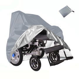 Wheelchair Cover Waterproof Electric Wheelchair Covers for Indoor and Outdoor Travel, 210D Oxford Mobility Scooter Cover for Storage, Prevent Rain Wind Dust Dirt Snow Sun 40x30x40 Inch (Grey)