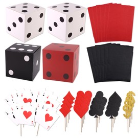 Tinoaly 4 Sets Casino Theme Party Decorations, 6x6x6 Inch Dice Favor Boxes Casino Night Decorations Poker Table Centerpieces for Game Night Birthday Las Vegas Party Supplies