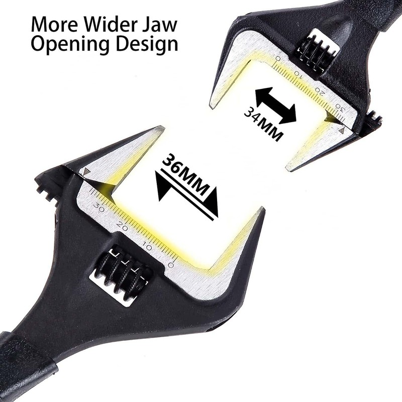 Zeguard Adjustable Spanner Set, Wide Jaw Opening Adjustable Wrench, Heavy-Duty