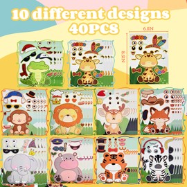 Make a Face Stickers, Wild Animal Stickers for Kids, Craft Kit, Zoo Animal Party Favors for Boys Girls Ages 3+