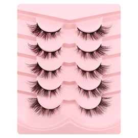 3D Falsche Wimpern Katzenauge, Flauschiges Volumen Curly Cat-Eye Künstliche Wimpern Natürlich Look, Wiederverwendbar Handgemacht Faux Mink Make-up-Wimpern 5 Paare Pack (FDH-15)
