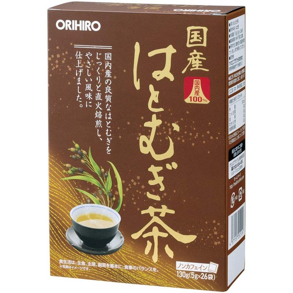 Orihiro 100% Japanese Hatomugi Tea, 0.2 oz (5 g) x 26 Bags, Non-Caffeine, Halal Certified, Made in Japan