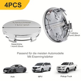 Hub Cover Wheel Hub Caps Outer Diameter 60 mm Silver Hub Caps Universal Wheel Hub Cover ABS Wheel Hub Cap for Wheel Hubs Car Accessories Wheel Hubs 4 Pieces
