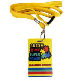 Autism Awareness- Autism is My Super Power Disability Card with Yellow Lanyard
