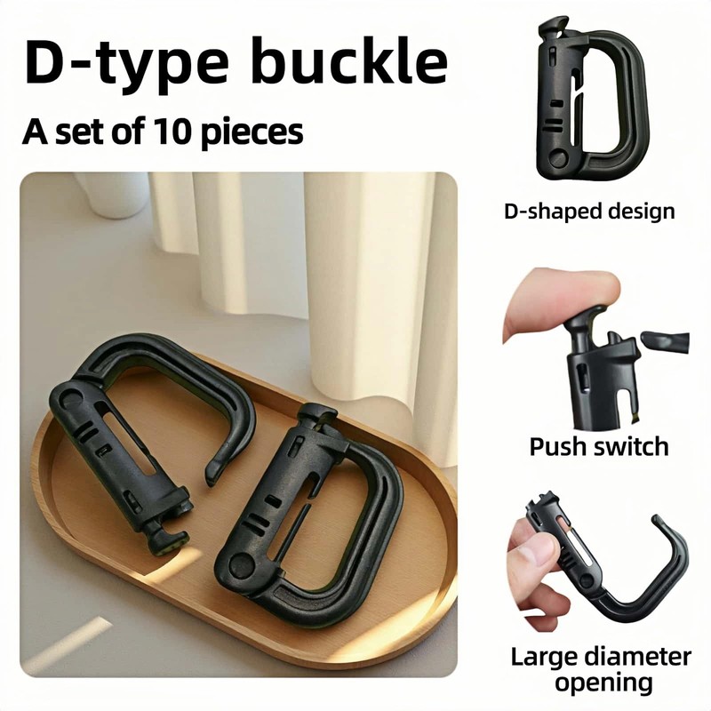 Tactical D-Ring Carabiner for Hiking/Military/EDC - Lightweight Plastic Mountain Carabiner