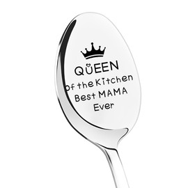 Best Mama Ever Gifts for Mom Mommy Mothers Day Gifts for Mother Mum Retirement Presents for Women Elderly Mom Birthday Presents for Mum Mommy Funny Gag Spoon for Mama Mother Queen of The Kitchen Spoon