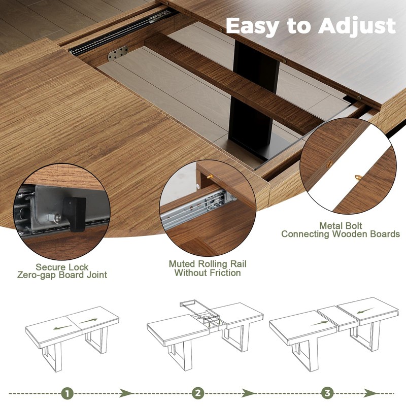STHOUYN Farmhouse Rustic Extendable Dining Room Table for 8 10,
