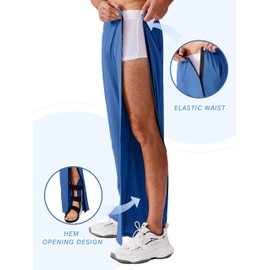 Deyeek Men's Post Surgery Pants 2 Side Snap Botton Tearaway Pants Loose Fit Casual Surgery Recovery Pant with Pockets Navy Large