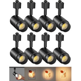 TuyuBEE Zoomable H Track Lighting Heads H Type Track Light Heads Dimmable LED Track Lighting Fixtures Ceiling Spot Light, H Style Track Heads for H Track Lighting Rails - Black CRI90 12W 8 Pack 3000K