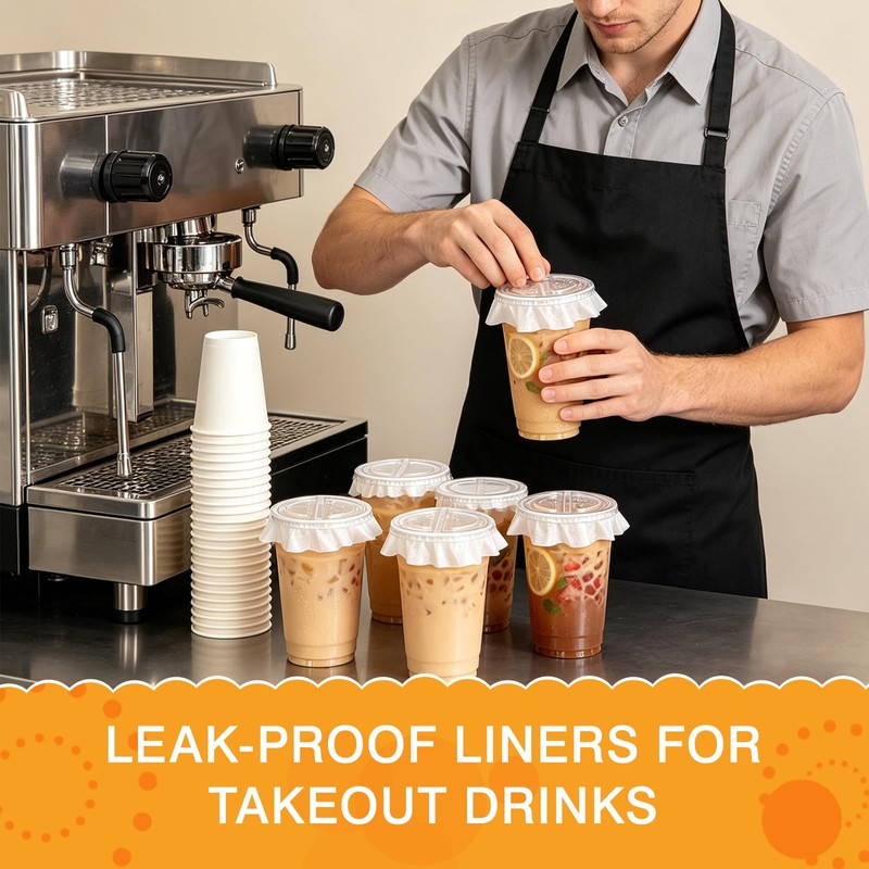 Leak Proof Paper Cup Liners - 500 Sheets Round Disposable