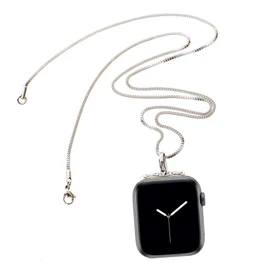 Stainless Steel Chain Necklace Smartwatch Band 38mm Series 3 2 1 / 40mm Series 4 New Polished Silver Metal Box Chain Strap Rope Neckband Replacement Accessories Wearable Technology Women Men