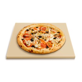 Arcedo Pizza Stone for Oven and Grill, 12 Inch Square Baking Pan, Heavy Duty Small Cordierite Pizza Grilling Stone, Thermal Shock Resistant, Includes Durable Metal Scraper