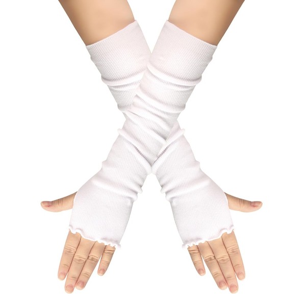 UPSTORE Lotus Leaf Edge Style Fingerless Elastic Stretch Arm Winter