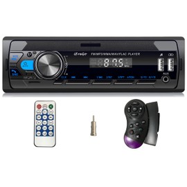 iFreGo Car Radio Bluetooth, Single DIN Car Stereo,FM Radio,Car Audio Receivers with Handsfree Calling & Music Streaming,Supports USB,SD,AUX,7 LED Colors MP3 Player,Quick Charge,Clock Display,No CD
