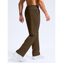 Pudolla Men's Mesh Sweatpants Mens Workout Pants Quick Dry Active Sports Sweatpants Open Hem with Pockets(Brown Black XXXL)