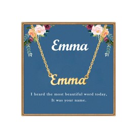 Ldurian Custom Name Necklace | Emma Name Pendant Necklace Gifts | Birthday Jewelry Gift for Women's Pendant Necklaces