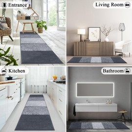 Vaukki Indoor Doormat Entryway Door Rug, Non Slip Absorbent Mud Trapper Mat Inside Floor Mat, Washable Small Door Carpet for Entryway (Grey, 24''x71'')