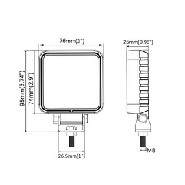 Super Bright Off-Road 3" Square LED Work Light, 6000K Cool-White 150° Wide Flood Beam Large-Space Illunimation for Trucks & Boats, 12V/24V DC 12W, Rugged Die-Cast Aluminum Housing Waterproof, 2-Pack