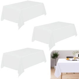 3 Pcs Rectangle Tablecloth, White Paper Tablecloths, 137 X 183 Cm Table Cloth Party, White Table Cloth, White Paper Tablecloths, For Parties, Weddings, Father'S Day And Holiday Home Table Decorations