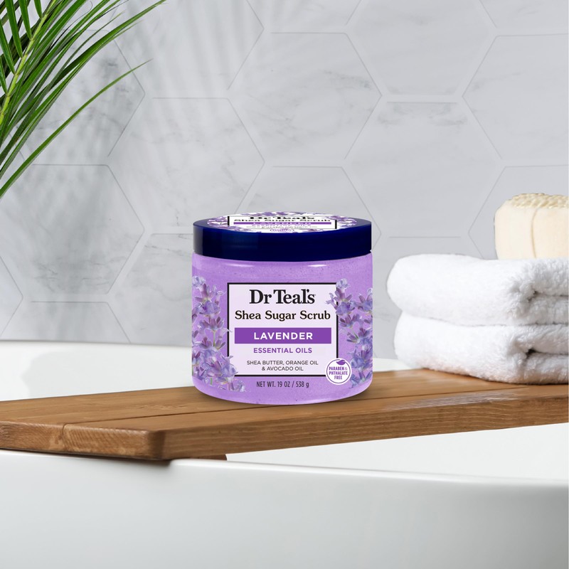 Dr Teal's Shea Sugar Scrub, Lavender Essential Oils, 19 oz