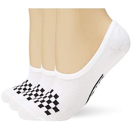 Vans Womens Girls Basic Canoodle No Show Socks (Shoe Size 7-10, White/Black Check)