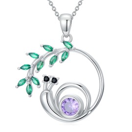 LONAGO Snail Necklace for Women 925 Sterling Silver Snail with Leaf Pendant Necklace for Gifts