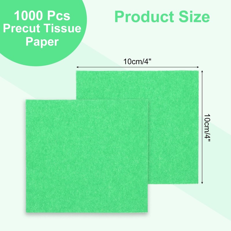 Rebower 1000 Pcs 4 Inch Tissue Paper Squares, Light Green