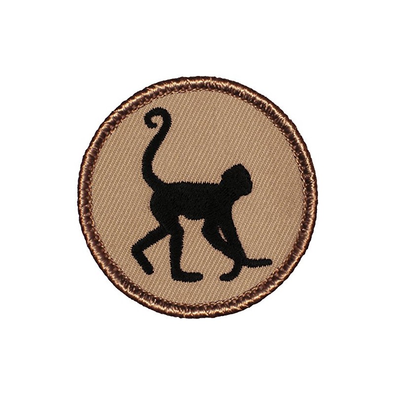 Spider Monkey Silhouette Patrol Patch - 2" Diameter Round Embroidered