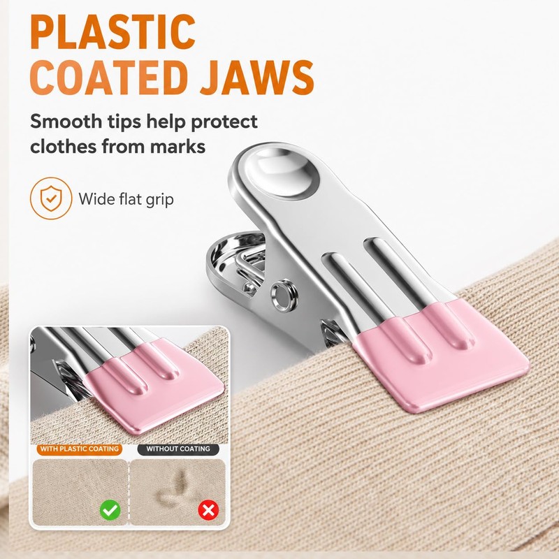 1PCS Peg Bag for Washing Line with Strap 64PCS Stainless