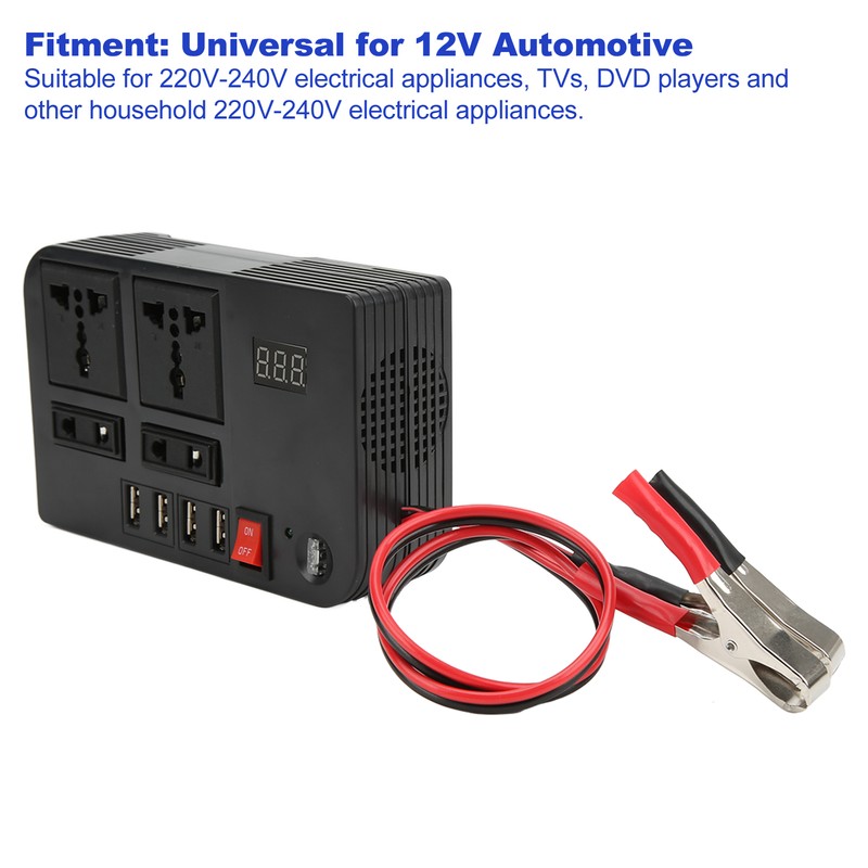 Power Converter Modified Sine Wave 12V to 220‑240V 600W Black
