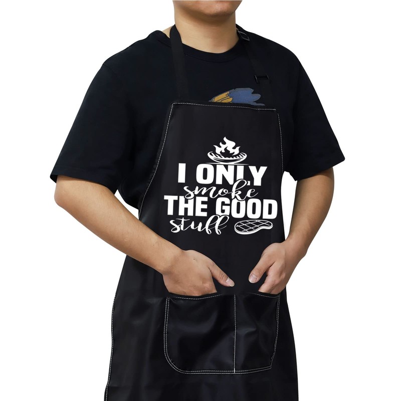BWWKTOP Funny Grilling Lovers Apron Adjustable BBQ Apron With Pockets