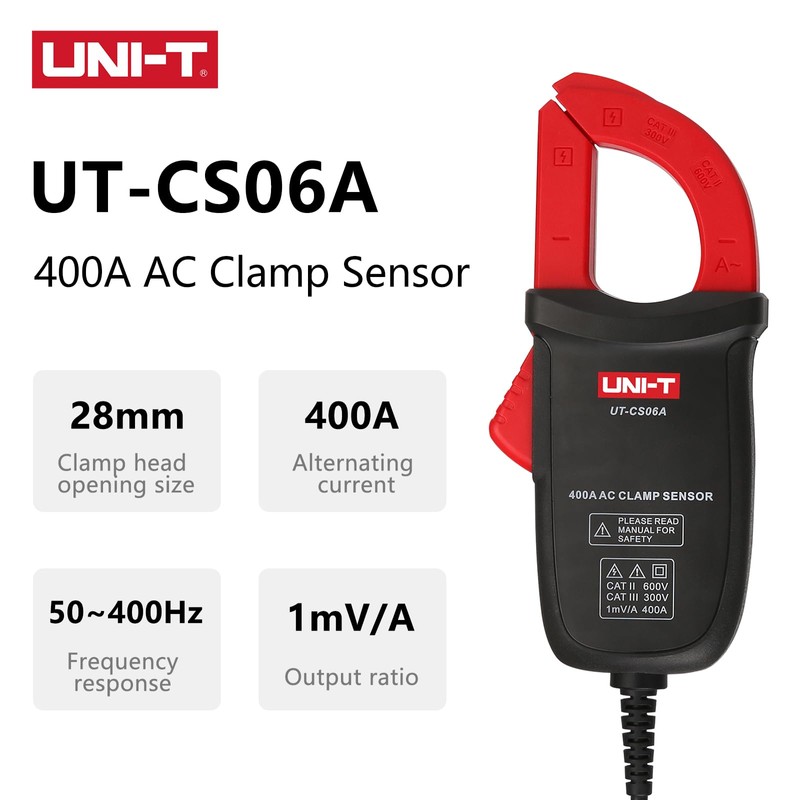 UNI-T UT-CS06A 400A Sensor de abrazadera de corriente alterna, UT196/UT139C/UT117C