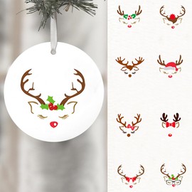 iMagitek 20 Pcs Christmas Reindeer Face Stickers Girl Reindeer Face Decals Boy Reindeer Face Decals Christmas DIY Craft Stickers Window Clings for Fridge Wall Door Party Supplies
