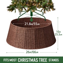 Hommtina Christmas Tree Collar,Christmas Tree Base Christmas Tree Basket Collar for Home, Living Room,for Covering Tree Stand (Brown)