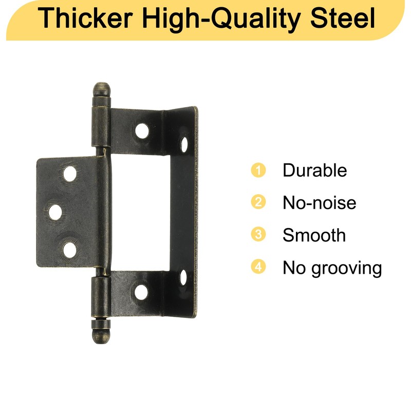 sourcing map 6Pcs Cabinet Hinges Full Inset, 3.4x0.78Inch Partial Wrap