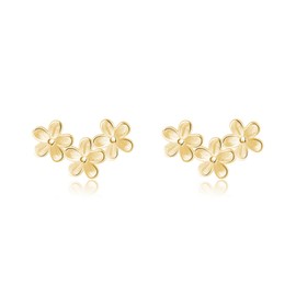 SLUYNZ Solid 925 Sterling Silver Flower Earrings Stud for Women Teen Girls Small Floral Stud Earrings (B-Gold Plated)