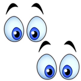 AZ243 Cartoon Fun Eye Decoration Stickers, for Cars, Trucks, Motorcycles, Laptops, Car Windows, Rear Scratches, Bumper Stickers, Pack of 2, 14 x 12.5 cm