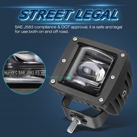 Niwaker 2PCS 3 Inch SAE LED Fog Light Pods Off Road DOT Approved Driving Lights LED Cubes Square LED Pod Lights Work Light for Truck Wrangler Motorcycle Boat ATV UTV Tacoma