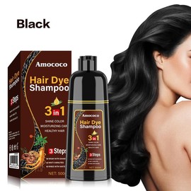 [3-in-1 Hair Color Shampoo] Amococo  3-in-1 Hair Color Shampoo - Plant Extracts for Vibrant, Healthy Colors | Gentle & Sulfate-Free |  Aroma Comfort:_Black【Old style】