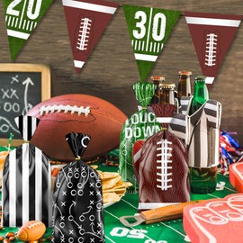 GREHUMOR 100pcs Football Goodie Bags,Football Cellophane Treat Bags with Gold Twist Ties,Football Gift Candy Bags for Football Party Decorations Football Theme Sports Birthday Party Favors Supplies